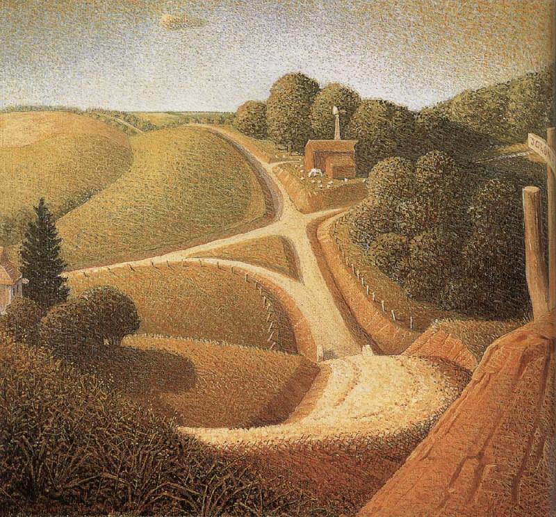 Grant Wood New Road Sweden oil painting art